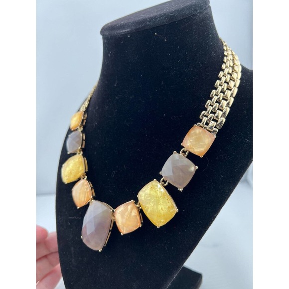 Dana Buchman Gold Tone Faceted Stone Collar Statement Necklace - Picture 2 of 7